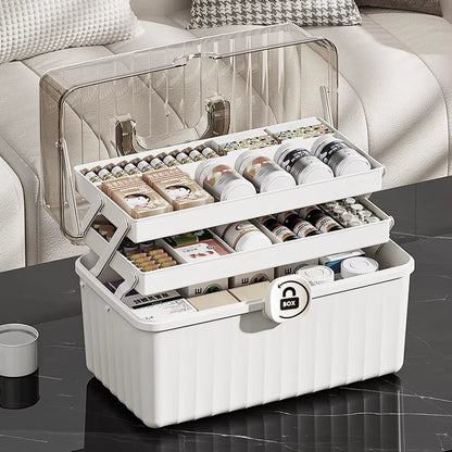 1Pc Large Capacity Medicine Storage Box, Multilayer Dust-Proof Medicine Case, Portable Medicine Organizer, Medical Emergency Kit