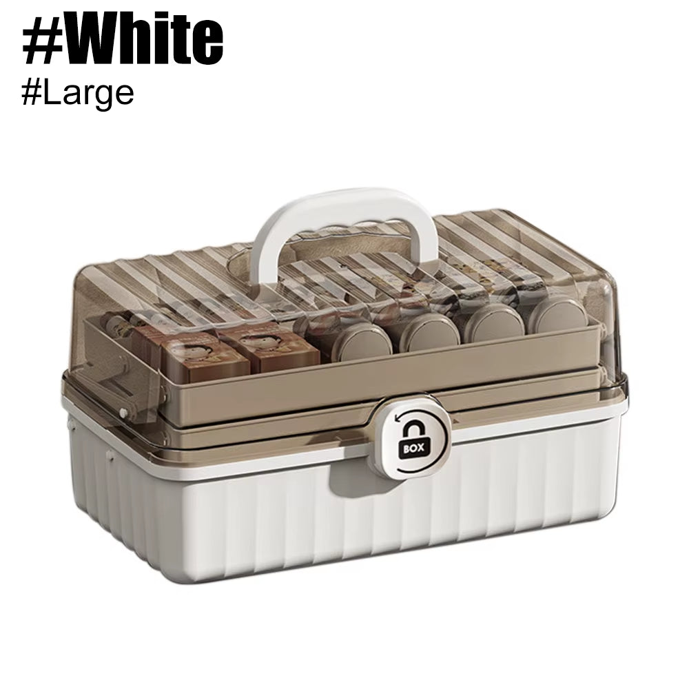 1Pc Large Capacity Medicine Storage Box, Multilayer Dust-Proof Medicine Case, Portable Medicine Organizer, Medical Emergency Kit