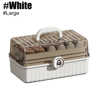 1Pc Large Capacity Medicine Storage Box, Multilayer Dust-Proof Medicine Case, Portable Medicine Organizer, Medical Emergency Kit