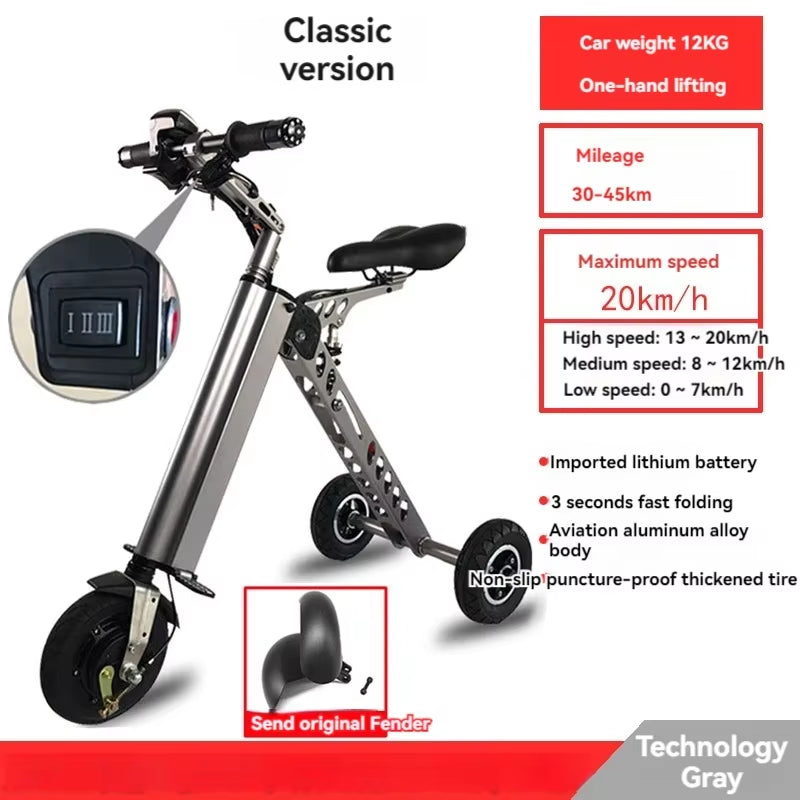 Folding Ultra-Light Portable Lithium Battery Electric Tricycle Adult Elderly Women Fashion Mini Miniature Scooter