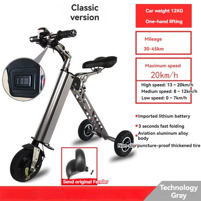 Folding Ultra-Light Portable Lithium Battery Electric Tricycle Adult Elderly Women Fashion Mini Miniature Scooter