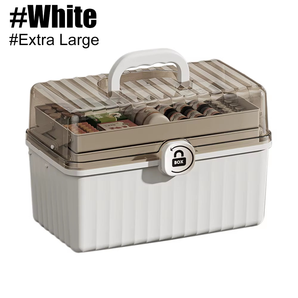 1Pc Large Capacity Medicine Storage Box, Multilayer Dust-Proof Medicine Case, Portable Medicine Organizer, Medical Emergency Kit