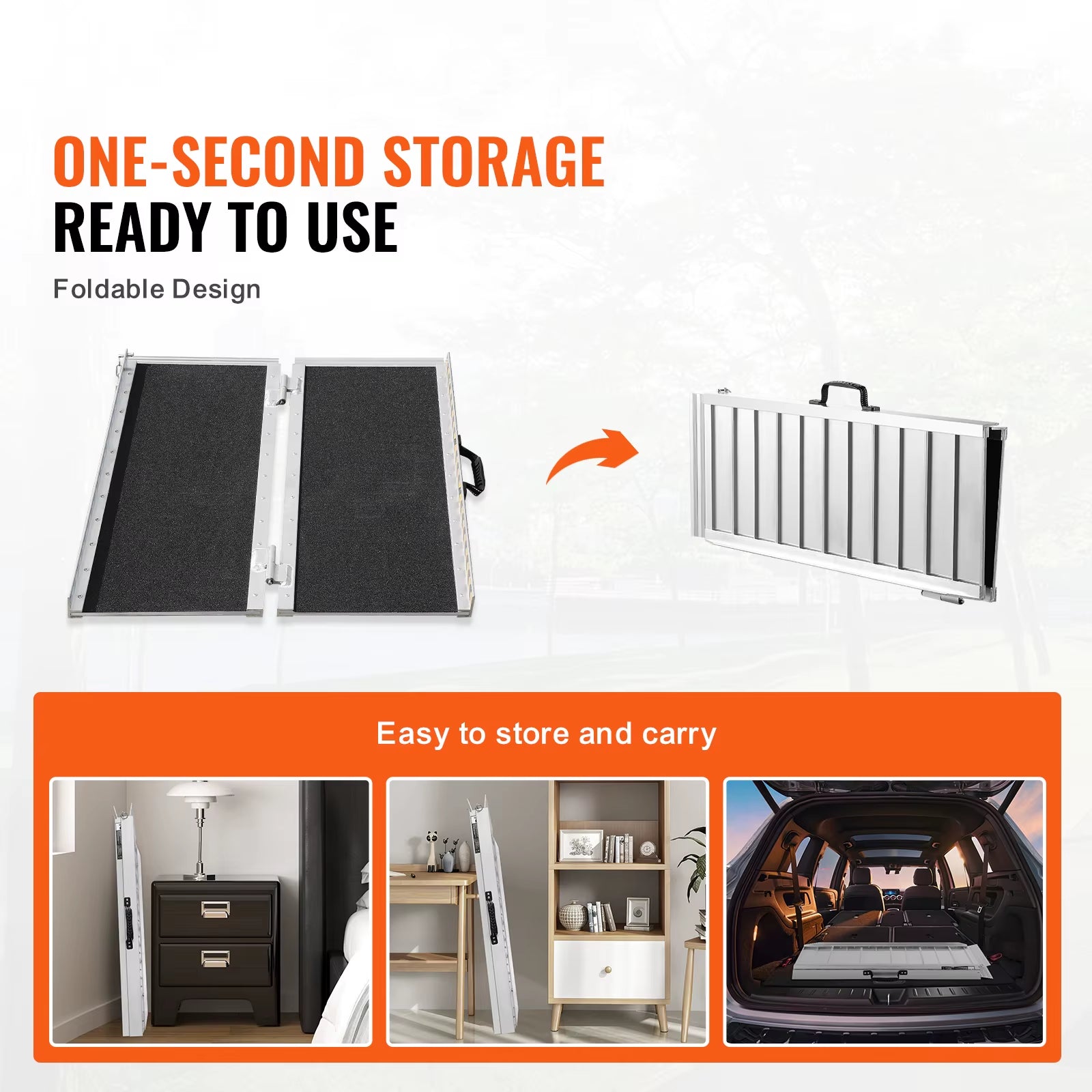 Succebuy Portable Wheelchair Ramp 24/36/48/72In 800Lbs Capacity Non-Slip Aluminum Folding Threshold Ramp Foldable Wheelchairramp