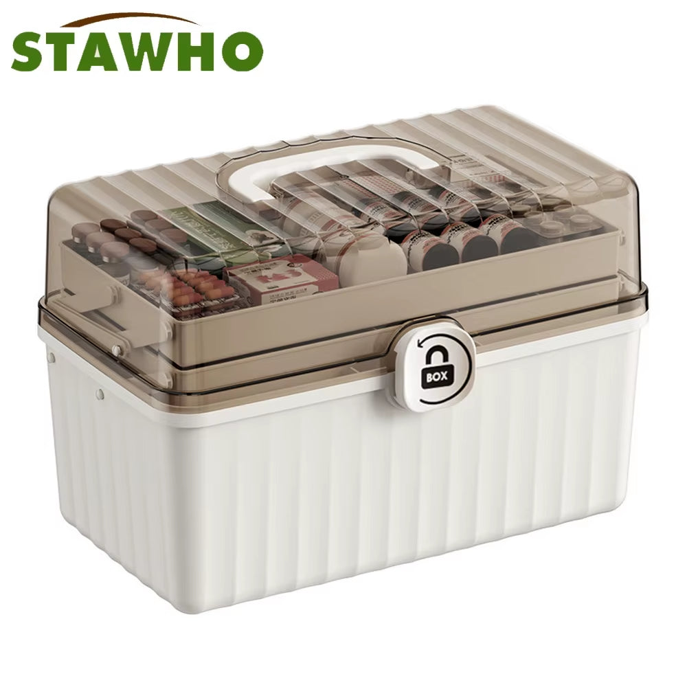 1Pc Large Capacity Medicine Storage Box, Multilayer Dust-Proof Medicine Case, Portable Medicine Organizer, Medical Emergency Kit