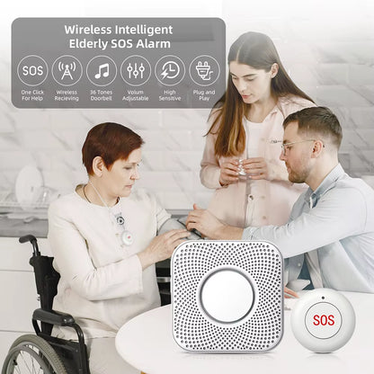 Wireless SOS Button Caregiver Page Emergency Medical Alert System for Seniors Patients Elderly at Home Panic Button