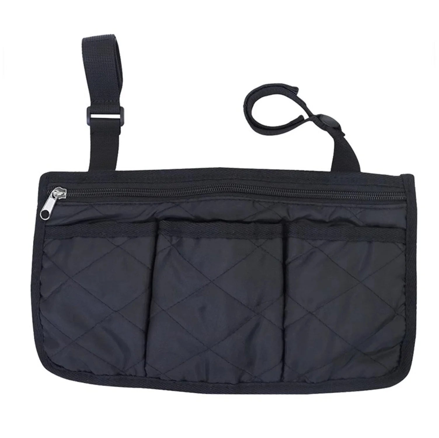 Black Wheelchair Storage Bag - Premium Quality with Adjustable Straps & Reflective Strip