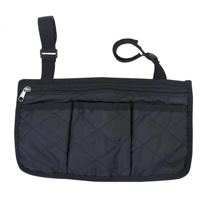 Black Wheelchair Storage Bag - Premium Quality with Adjustable Straps & Reflective Strip