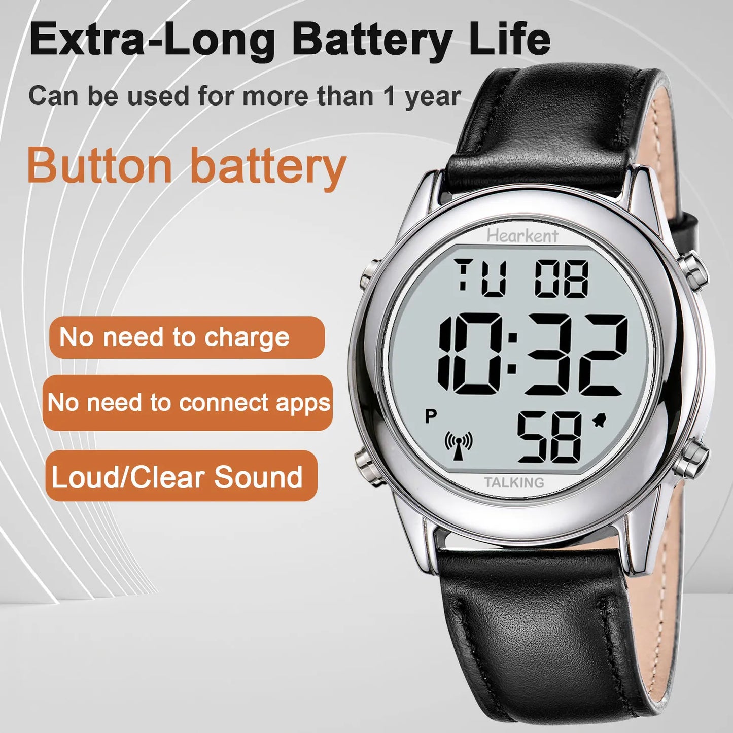 Talking Watches for Blind Elderly Men'S Clock Talking Time with Atomic Alarm Radio Wrist Watches Spanish/German/English