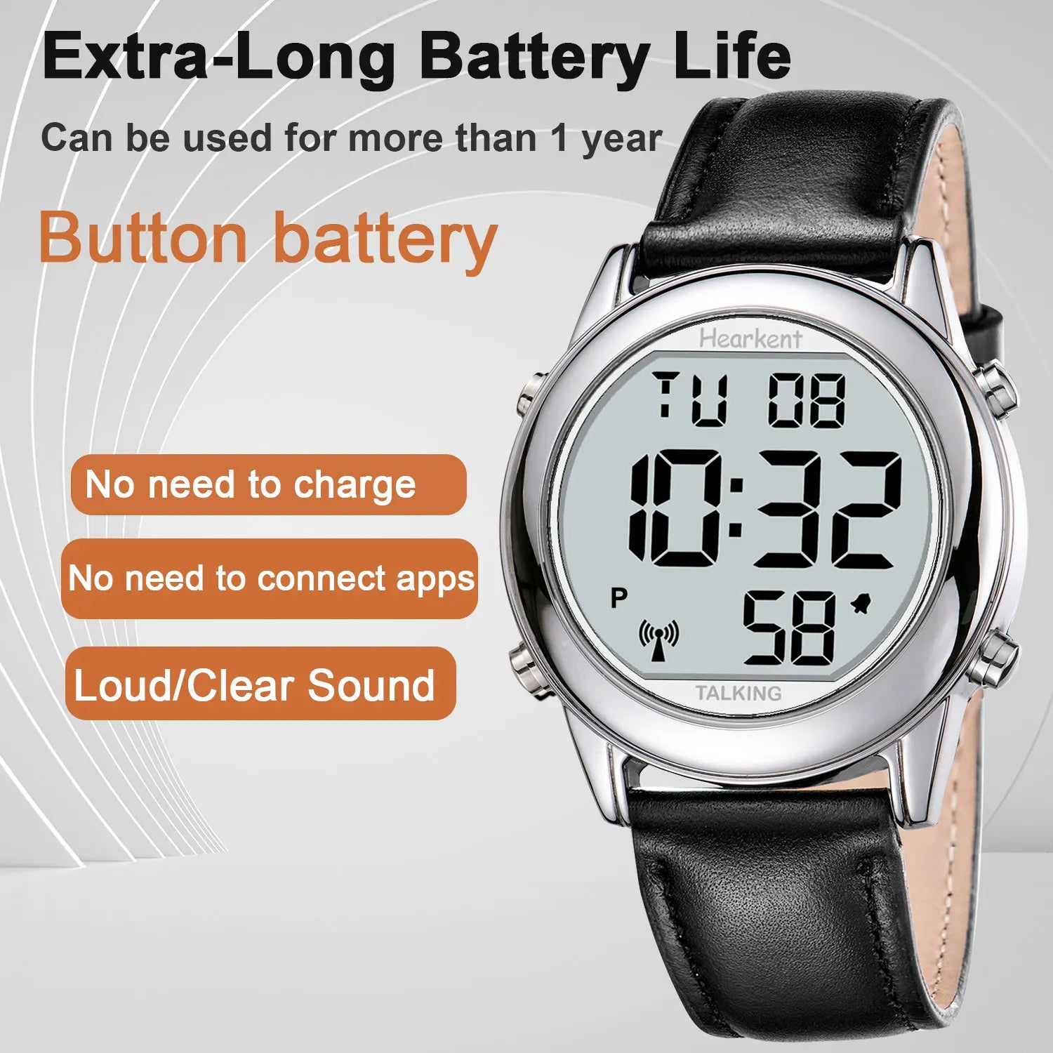 Talking Watches for Blind Elderly Men'S Clock Talking Time with Atomic Alarm Radio Wrist Watches Spanish/German/English