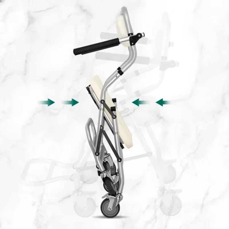 Aluminum Bath Chair Lightweight Elderly Lift Bed Paralysis Patient Wheelchair U-Shaped Shower Bench Versatile Care