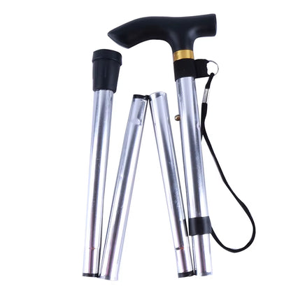 Telescopic Walking Stick Outdoor Hiking Trekking Poles Aluminum Alloy Metal Folding Cane Crutches Pole for Elderly People