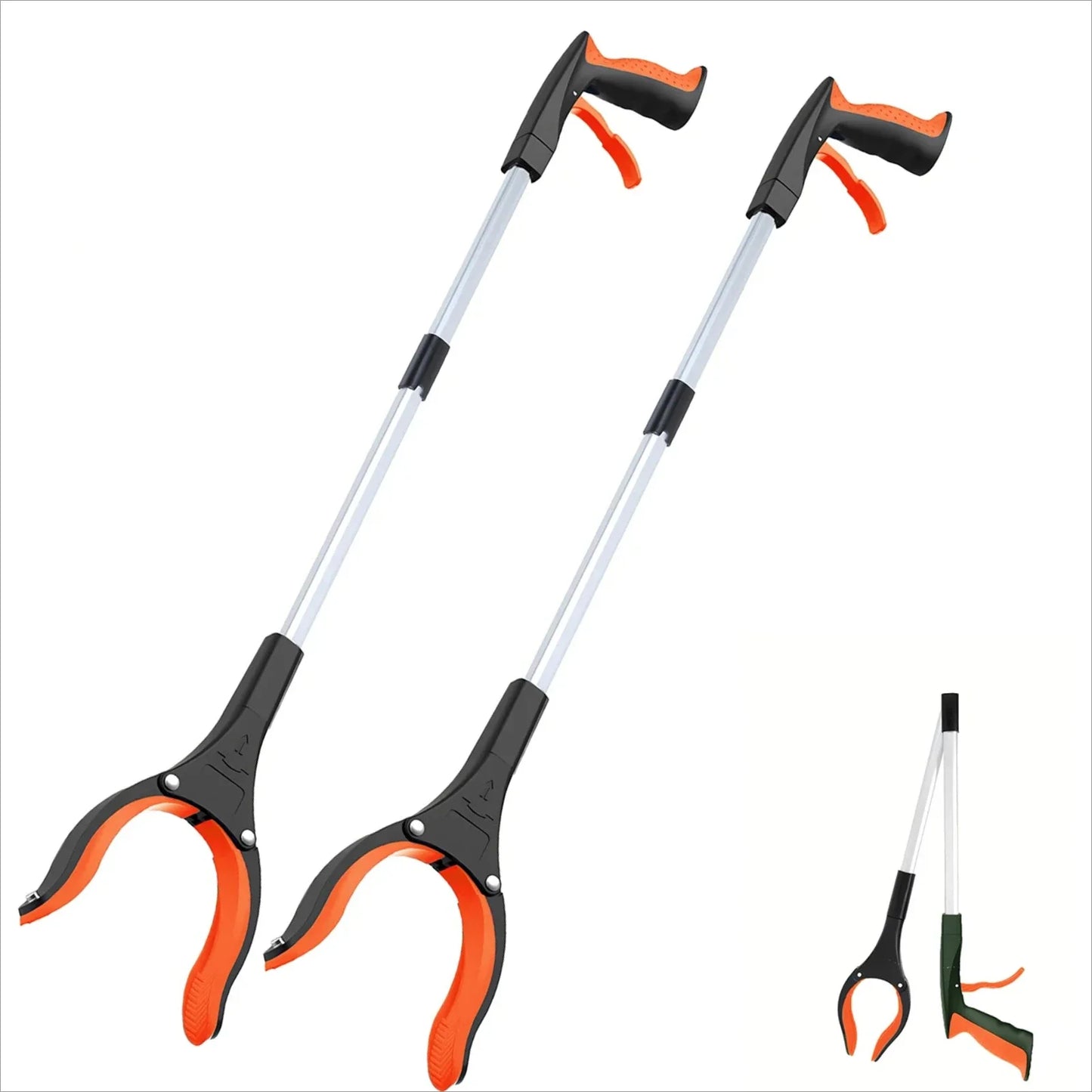 1-Pack 34 Inch Extra Long Grabber Reacher with 360°Rotating Jaw & Magnet Foldable Pickup Mobility Aid Reaching Assist Tool