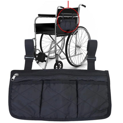 Black Wheelchair Storage Bag - Premium Quality with Adjustable Straps & Reflective Strip