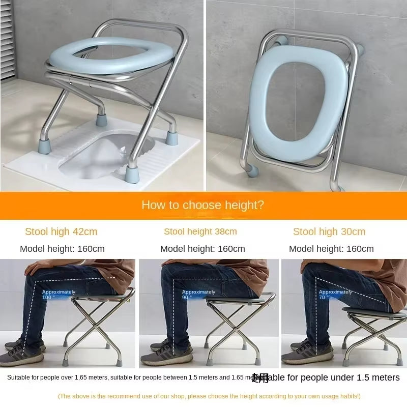 Foldable Maternity Toilet Chair Elderly Potty Chairs Household Portable Portable Chair Simple Bathroom Stainless Steel Stool