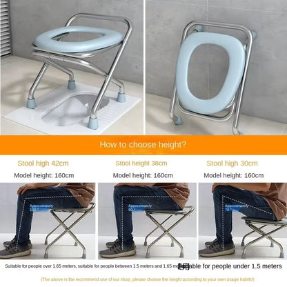 Foldable Maternity Toilet Chair Elderly Potty Chairs Household Portable Portable Chair Simple Bathroom Stainless Steel Stool