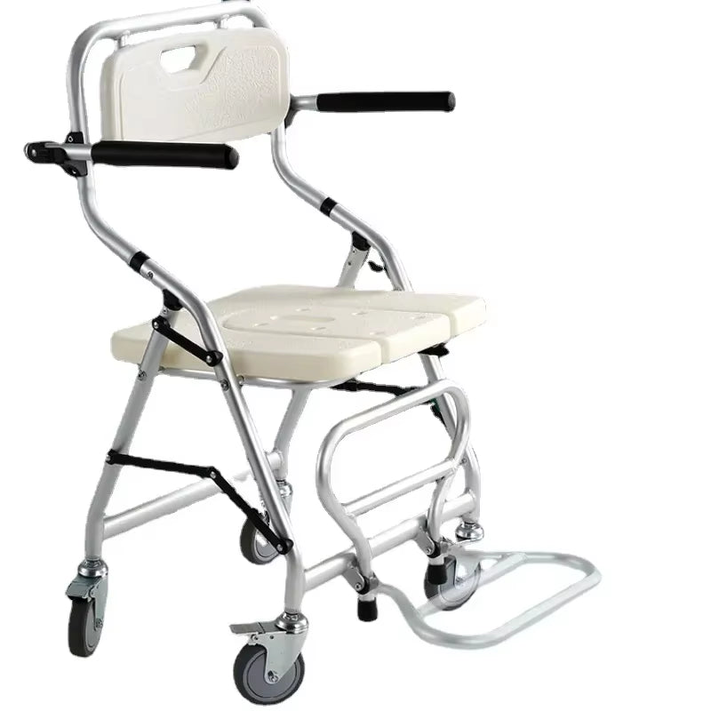 Aluminum Bath Chair Lightweight Elderly Lift Bed Paralysis Patient Wheelchair U-Shaped Shower Bench Versatile Care