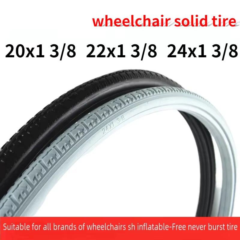 Wheelchair Accessories Tire 20 22 24 Inch Outer Solid 20/22/24X1 3/8 Non-Pneumatic Rear Wheel