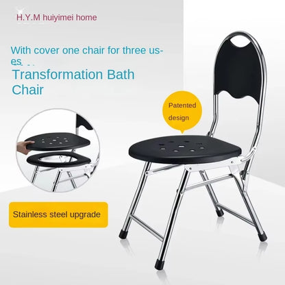 Portable Toilet Chair Folding Bathroom Stool Pregnant Woman Elderly Seat Stainless Steel Camping Chair Bathroom Furniture