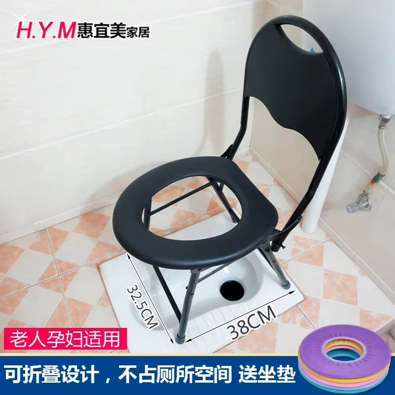 Portable Toilet Chair Folding Bathroom Stool Pregnant Woman Elderly Seat Stainless Steel Camping Chair Bathroom Furniture