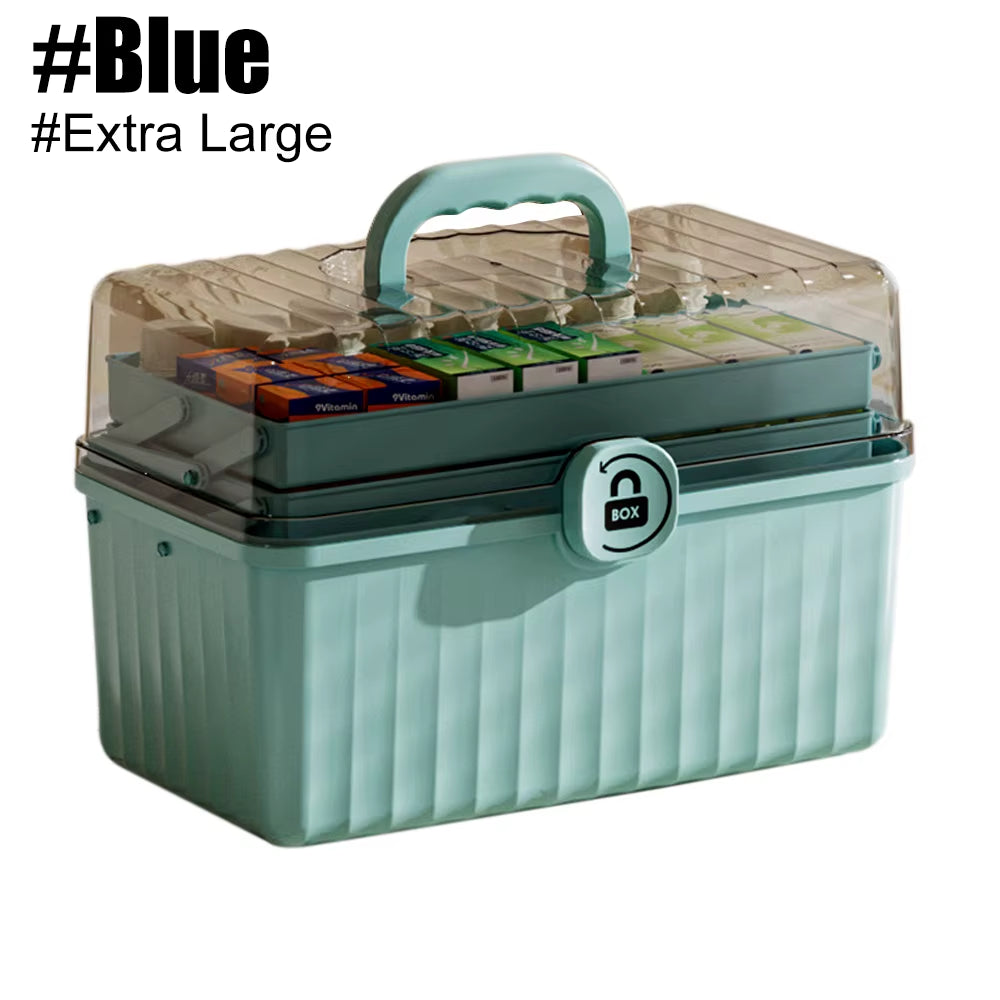 1Pc Large Capacity Medicine Storage Box, Multilayer Dust-Proof Medicine Case, Portable Medicine Organizer, Medical Emergency Kit