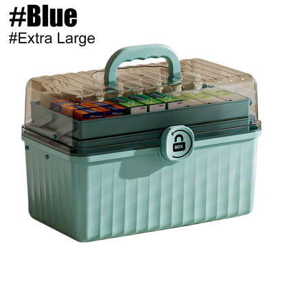 1Pc Large Capacity Medicine Storage Box, Multilayer Dust-Proof Medicine Case, Portable Medicine Organizer, Medical Emergency Kit