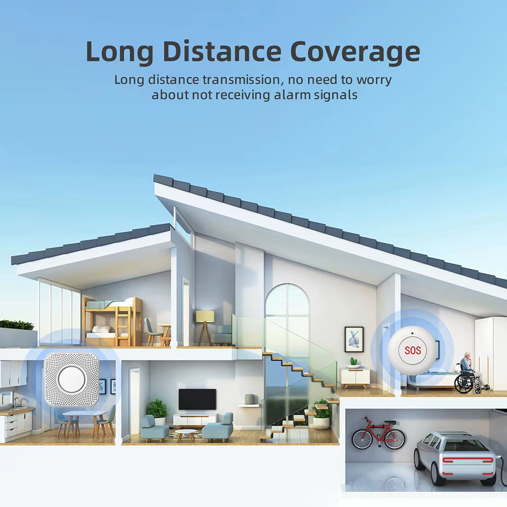 Wireless SOS Button Caregiver Page Emergency Medical Alert System for Seniors Patients Elderly at Home Panic Button