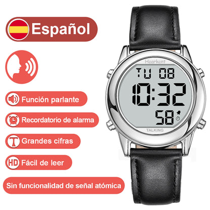 Talking Watches for Blind Elderly Men'S Clock Talking Time with Atomic Alarm Radio Wrist Watches Spanish/German/English