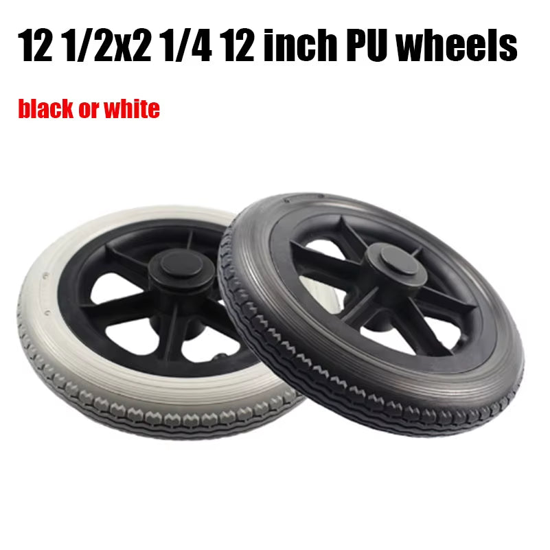Wheelchair Rear Wheel 12 Inch Pu Elastic Solid Tire 12 1/2X2 1/4 Non-Pneumatic Tire Manual Wheelchair Accessories