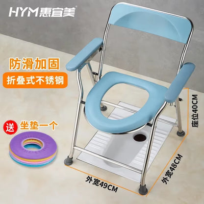 Portable Toilet Chair Folding Bathroom Stool Pregnant Woman Elderly Seat Stainless Steel Camping Chair Bathroom Furniture