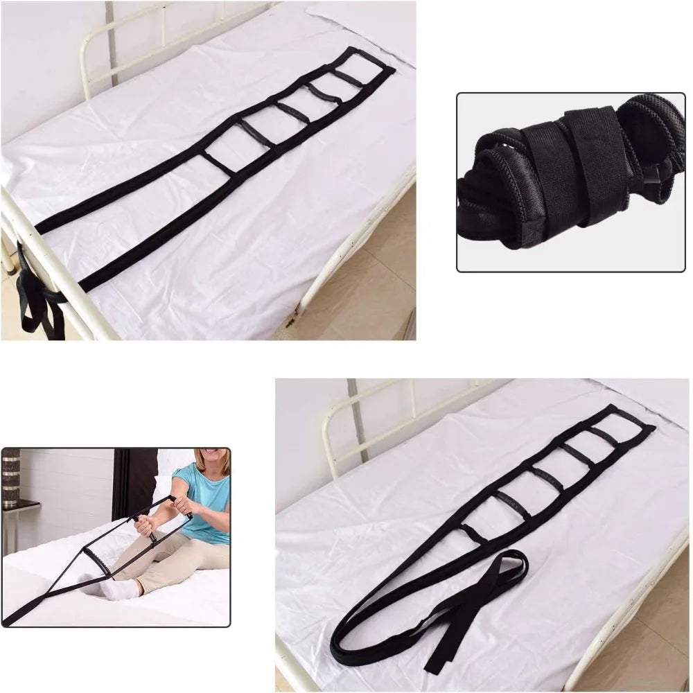 Adjustable Elderly Sit up Rope Padded Helper Bed Ladder Assist Strap Hand Grip with 3/4/6 Handle Elderly Pull up Strap Household