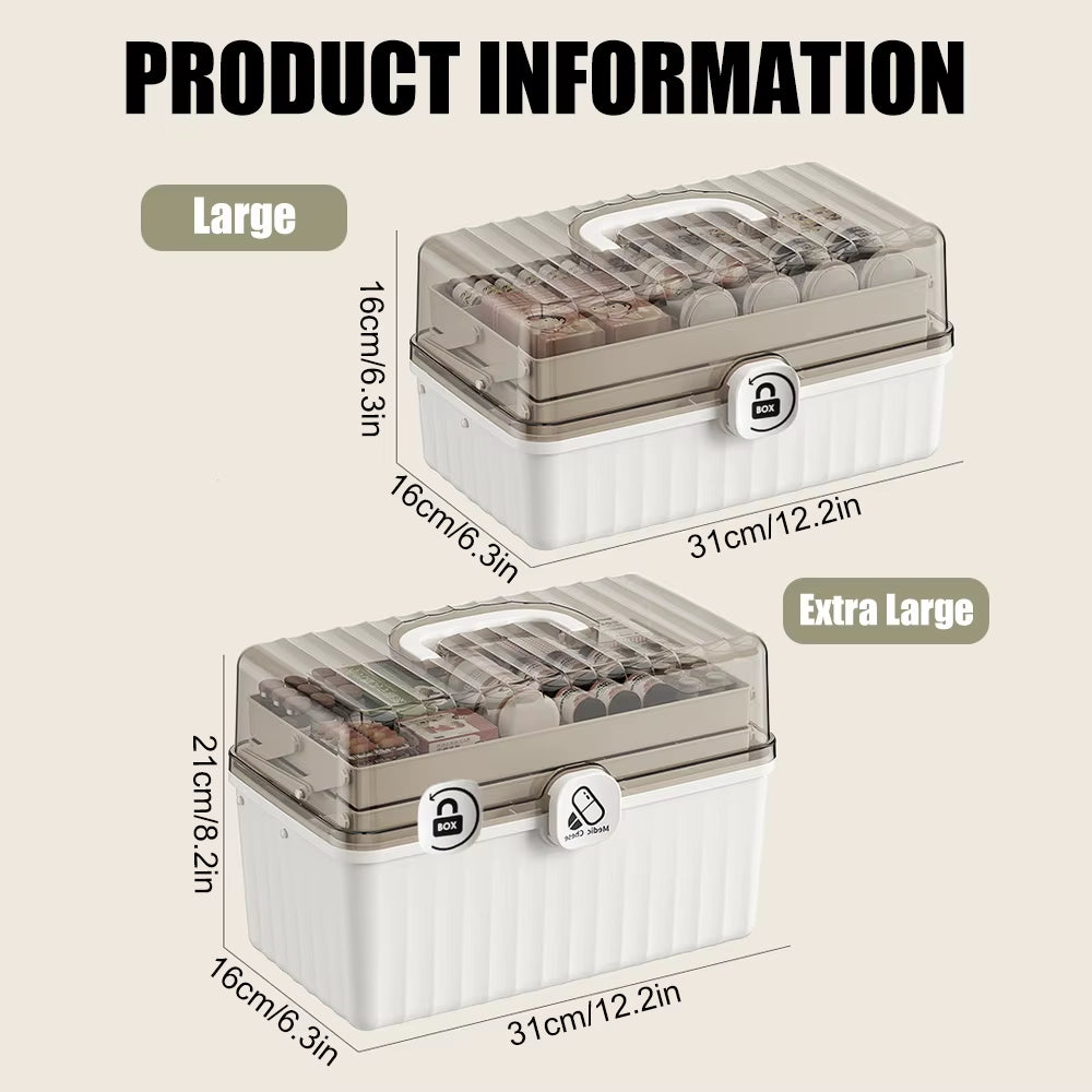 1Pc Large Capacity Medicine Storage Box, Multilayer Dust-Proof Medicine Case, Portable Medicine Organizer, Medical Emergency Kit