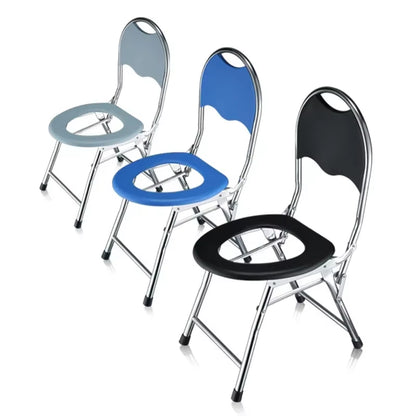 Portable Toilet Chair Folding Bathroom Stool Pregnant Woman Elderly Seat Stainless Steel Camping Chair Bathroom Furniture