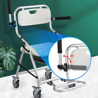 Aluminum Bath Chair Lightweight Elderly Lift Bed Paralysis Patient Wheelchair U-Shaped Shower Bench Versatile Care