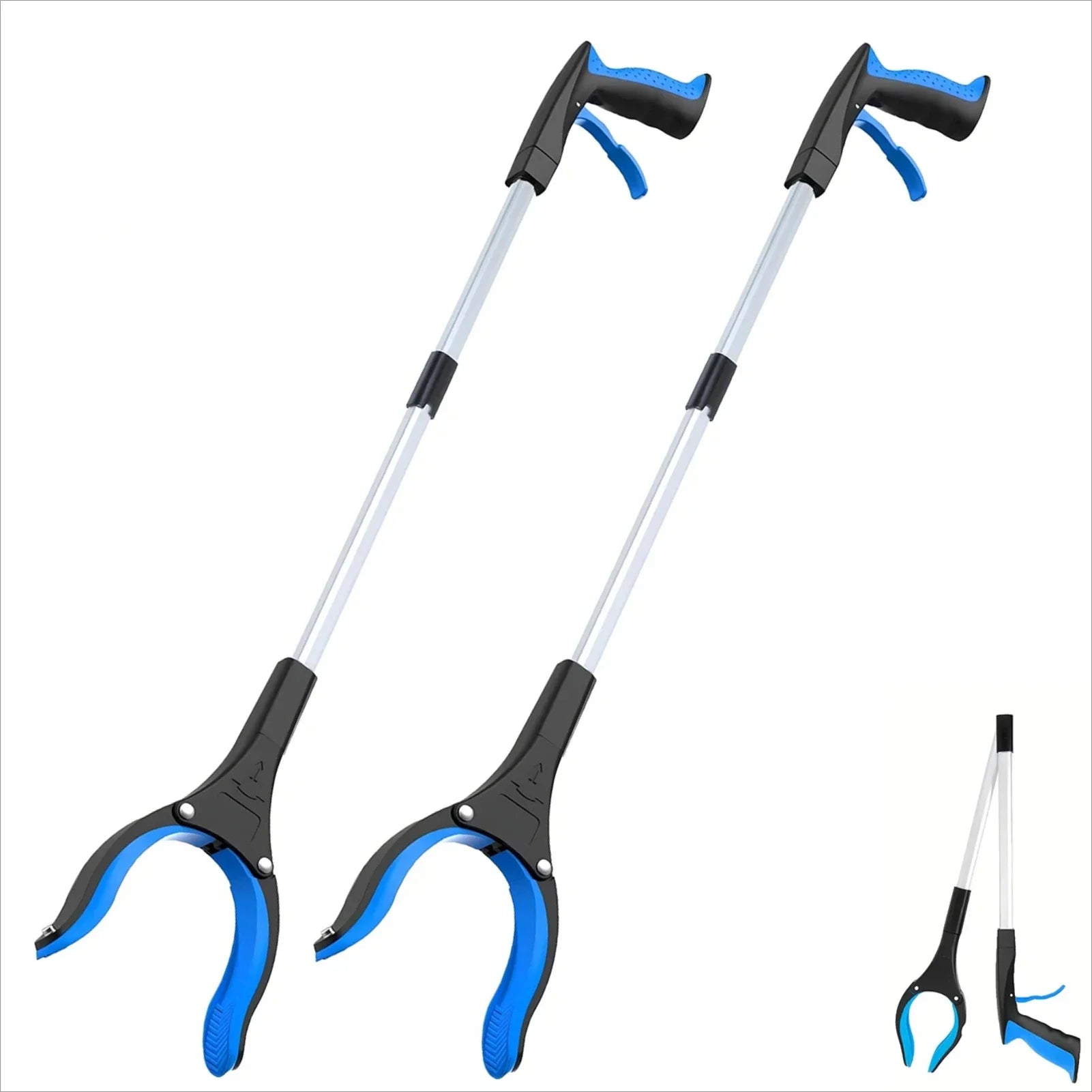 1-Pack 34 Inch Extra Long Grabber Reacher with 360°Rotating Jaw & Magnet Foldable Pickup Mobility Aid Reaching Assist Tool