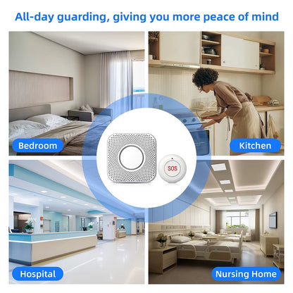 Wireless SOS Button Caregiver Page Emergency Medical Alert System for Seniors Patients Elderly at Home Panic Button
