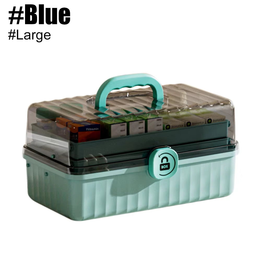 1Pc Large Capacity Medicine Storage Box, Multilayer Dust-Proof Medicine Case, Portable Medicine Organizer, Medical Emergency Kit