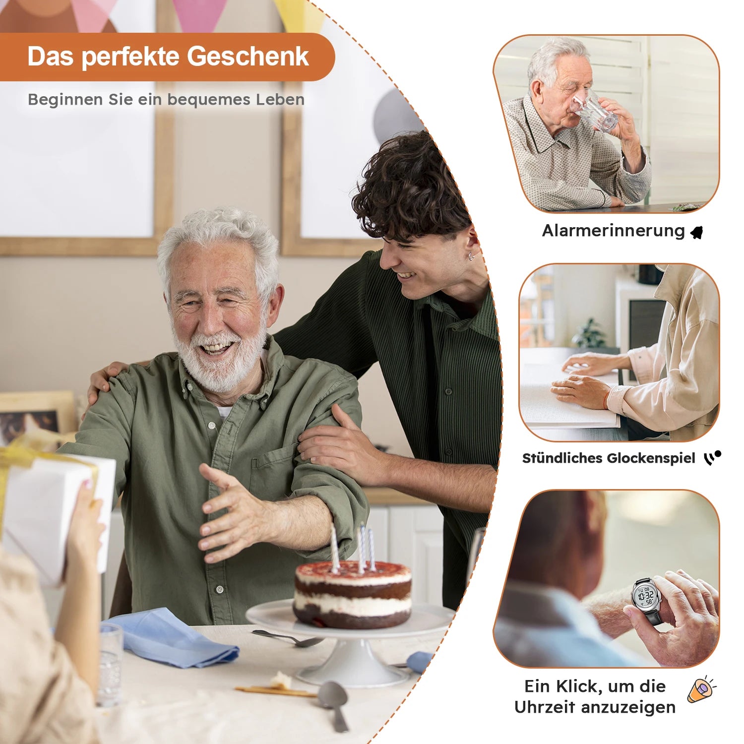 Talking Watches for Blind Elderly Men'S Clock Talking Time with Atomic Alarm Radio Wrist Watches Spanish/German/English