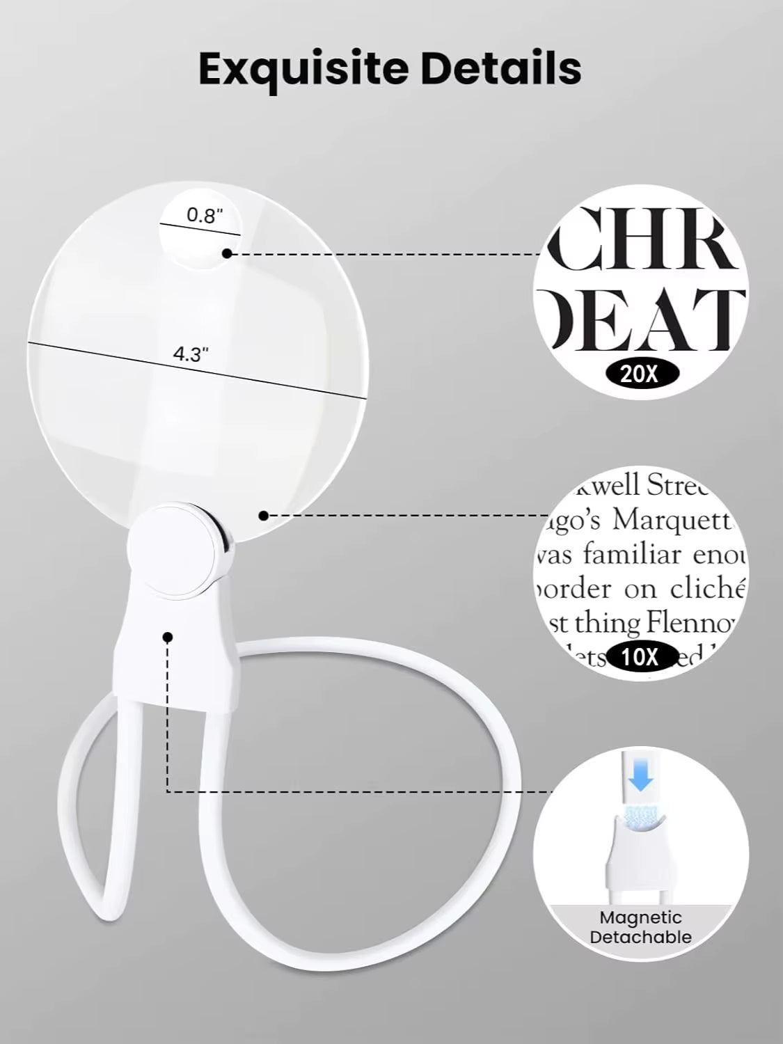 10X Hands Free Magnifying Glass for Neck Wear, Magnifier for Reading, Sewing, Cross Stitch, Inspection, Repair.(4.33Inch)