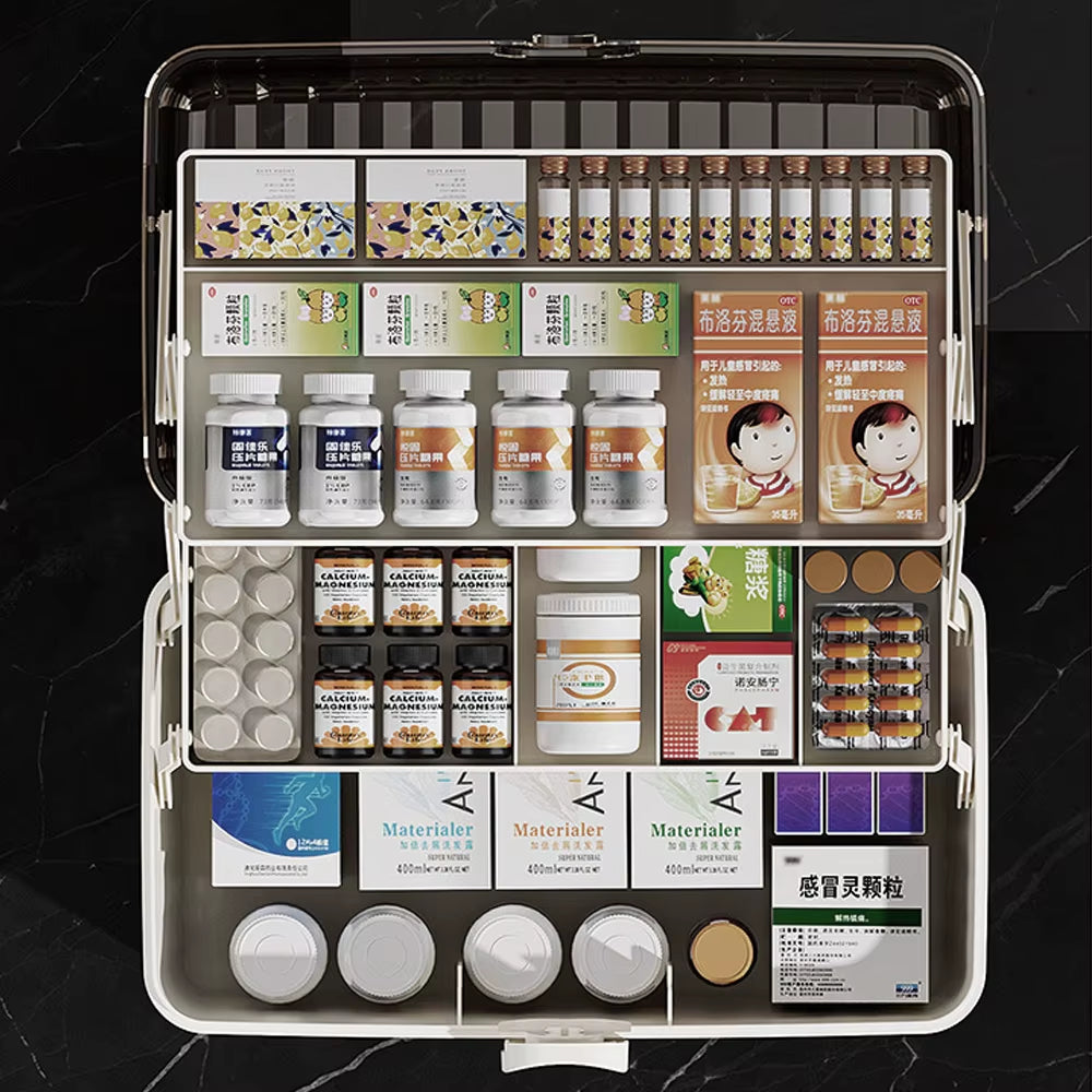 1Pc Large Capacity Medicine Storage Box, Multilayer Dust-Proof Medicine Case, Portable Medicine Organizer, Medical Emergency Kit