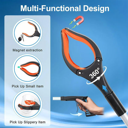 1-Pack 34 Inch Extra Long Grabber Reacher with 360°Rotating Jaw & Magnet Foldable Pickup Mobility Aid Reaching Assist Tool
