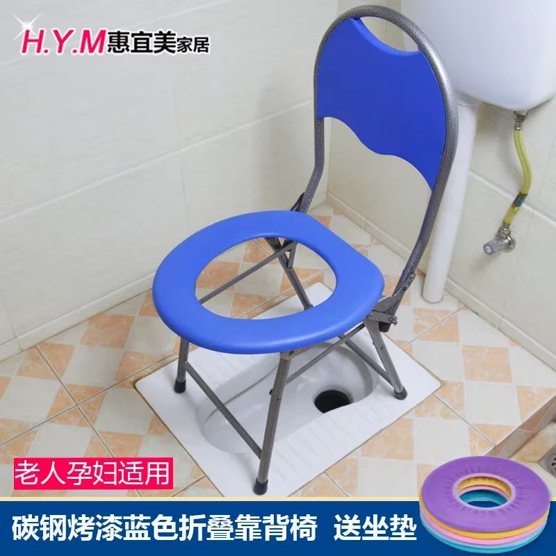 Portable Toilet Chair Folding Bathroom Stool Pregnant Woman Elderly Seat Stainless Steel Camping Chair Bathroom Furniture