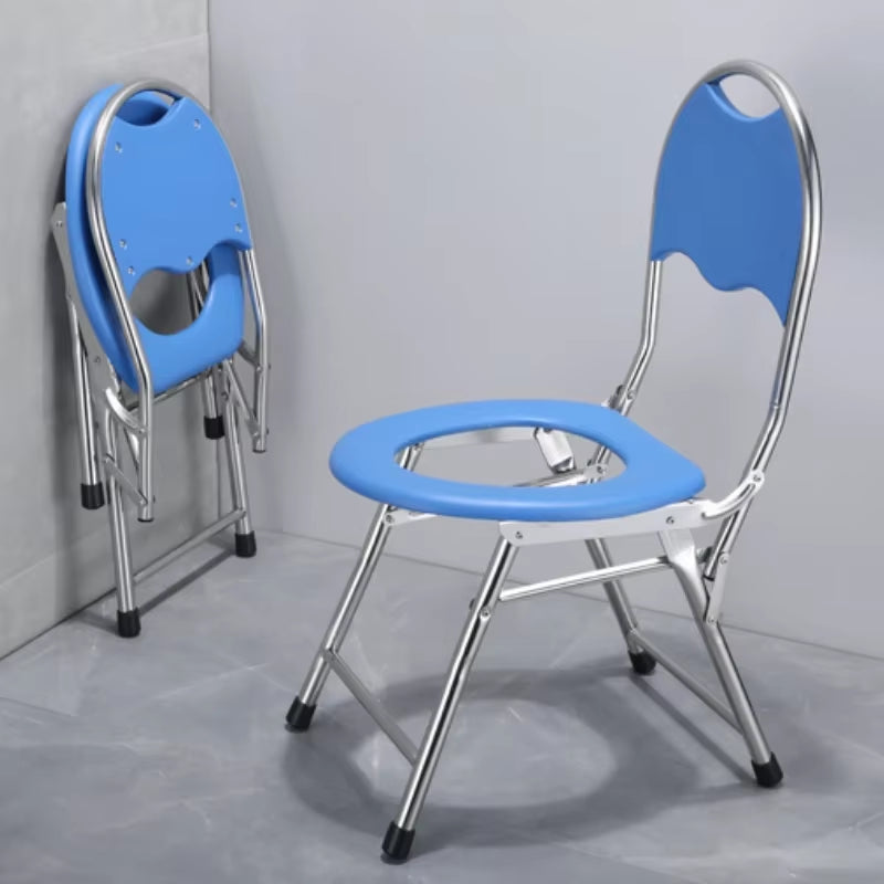 Portable Toilet Chair Folding Bathroom Stool Pregnant Woman Elderly Seat Stainless Steel Camping Chair Bathroom Furniture