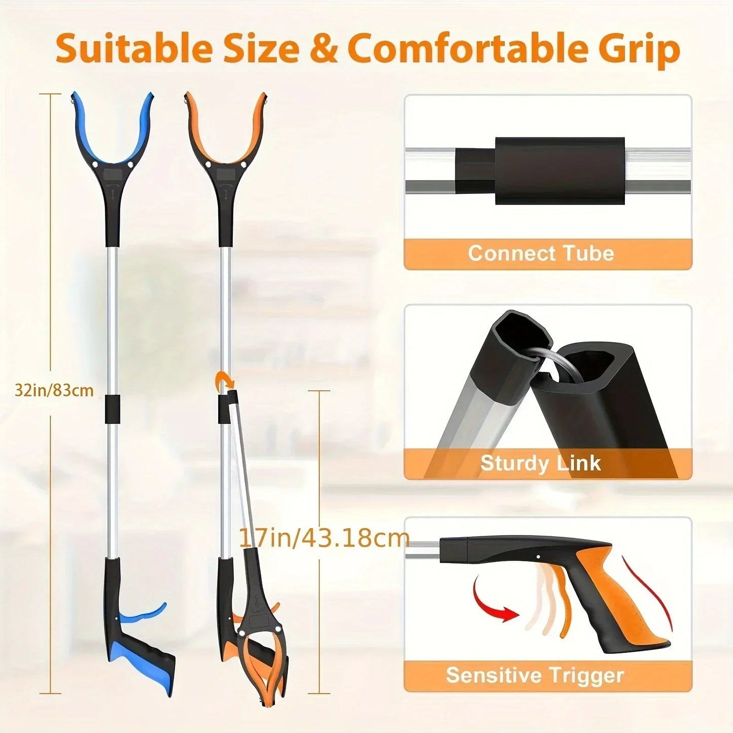 Garbage Picker Gripper with 360 ° Rotating Clip, 32 Inch Lightweight Heavy-Duty Elderly Gripper, Gripper, Elderly Grabbing Tool