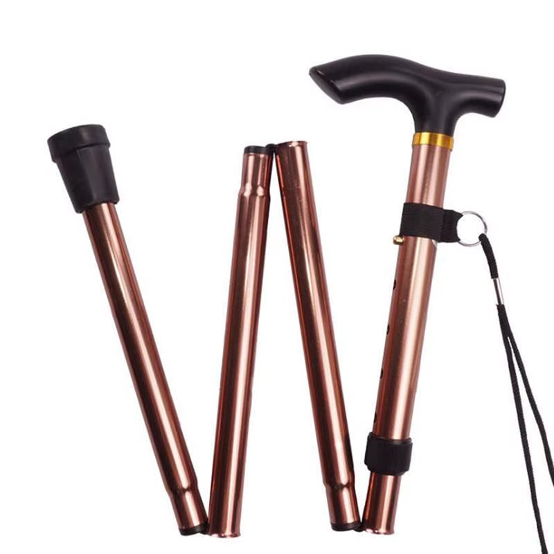 Telescopic Walking Stick Outdoor Hiking Trekking Poles Aluminum Alloy Metal Folding Cane Crutches Pole for Elderly People