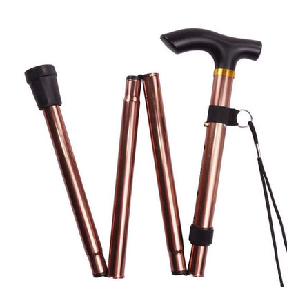 Telescopic Walking Stick Outdoor Hiking Trekking Poles Aluminum Alloy Metal Folding Cane Crutches Pole for Elderly People