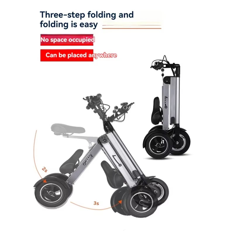 Folding Ultra-Light Portable Lithium Battery Electric Tricycle Adult Elderly Women Fashion Mini Miniature Scooter