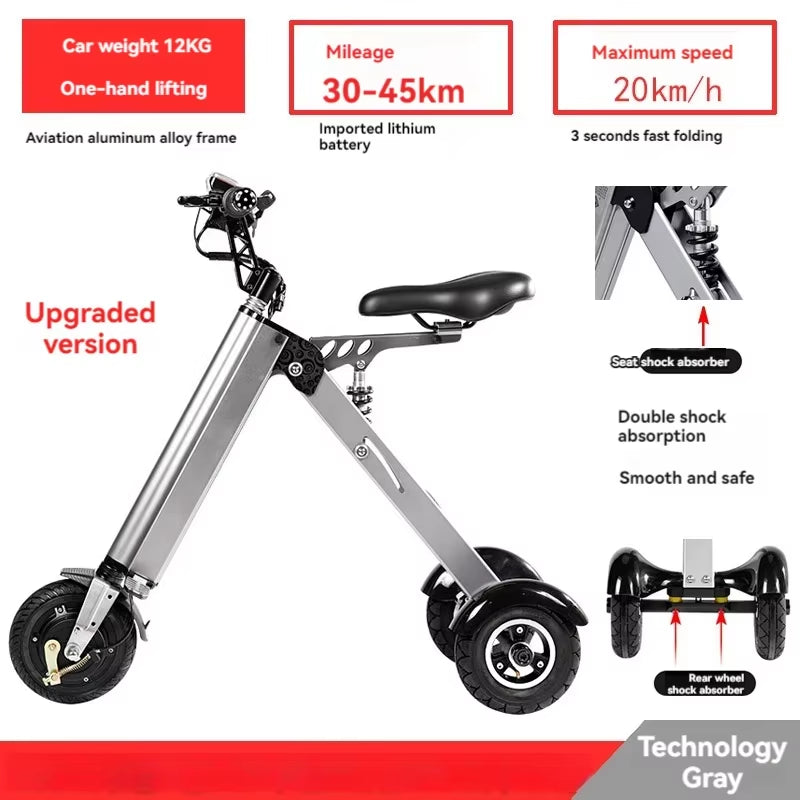 Folding Ultra-Light Portable Lithium Battery Electric Tricycle Adult Elderly Women Fashion Mini Miniature Scooter