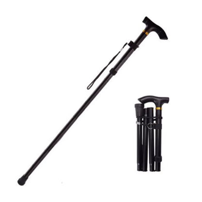 Telescopic Walking Stick Outdoor Hiking Trekking Poles Aluminum Alloy Metal Folding Cane Crutches Pole for Elderly People